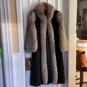 Genuine full length mink and silver fox fur